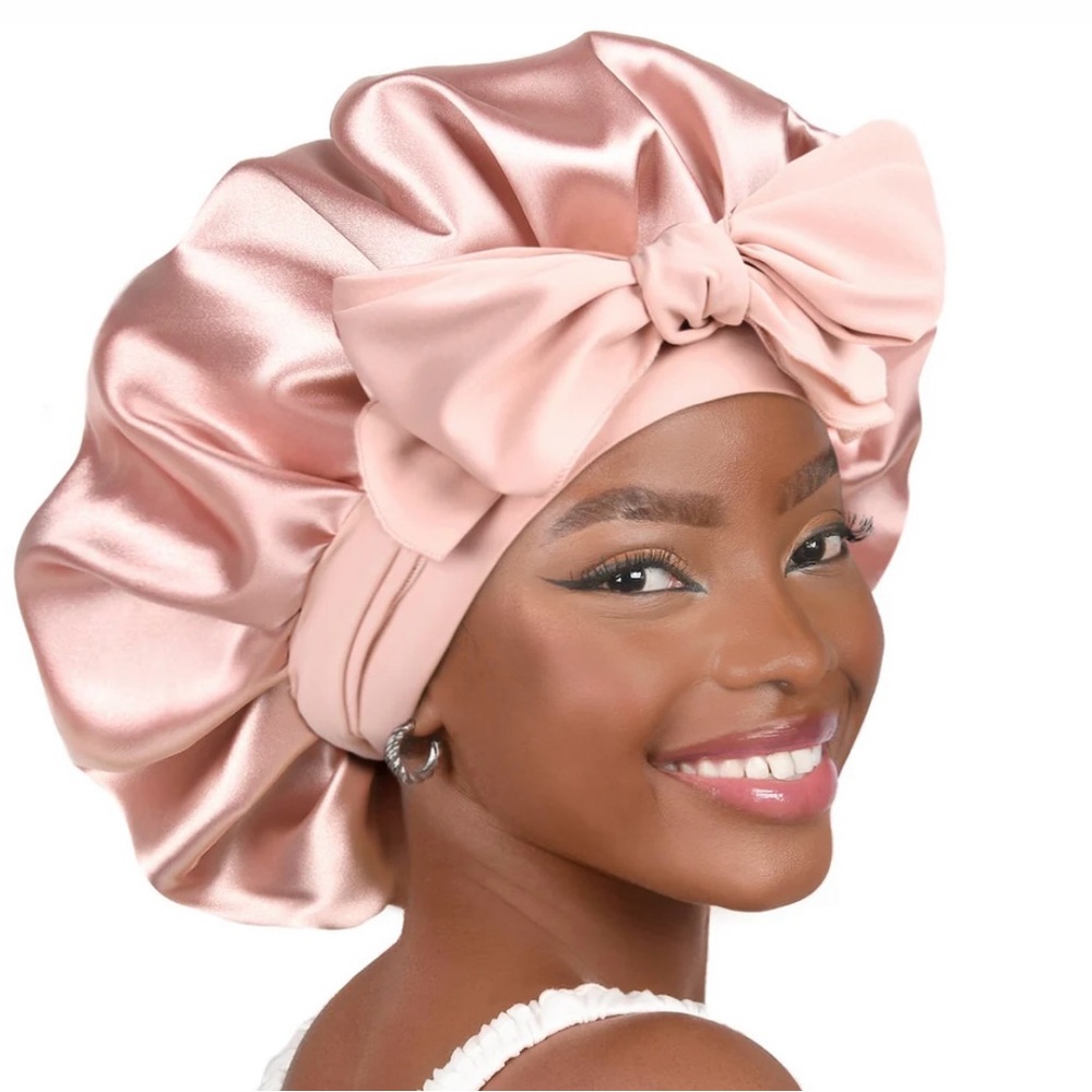 Double Layer Satin Bonnet with Tie Band
